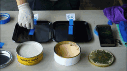 同一時間使用蜜蠟250的模具在差不多2秒后就掉落在桌面上，但使用常規(guī)蠟的模具還是牢牢地穩(wěn)固貼在模具上，附著力十分強，由此可見使用蜜蠟250的脫膜效果更勝一籌。